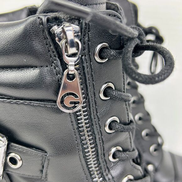 GBG Guess Jaydyn  Lace Up Ankle Boots Combat Heeled  w/ Zip & Buckle Black 8 EUC - Picture 4 of 14